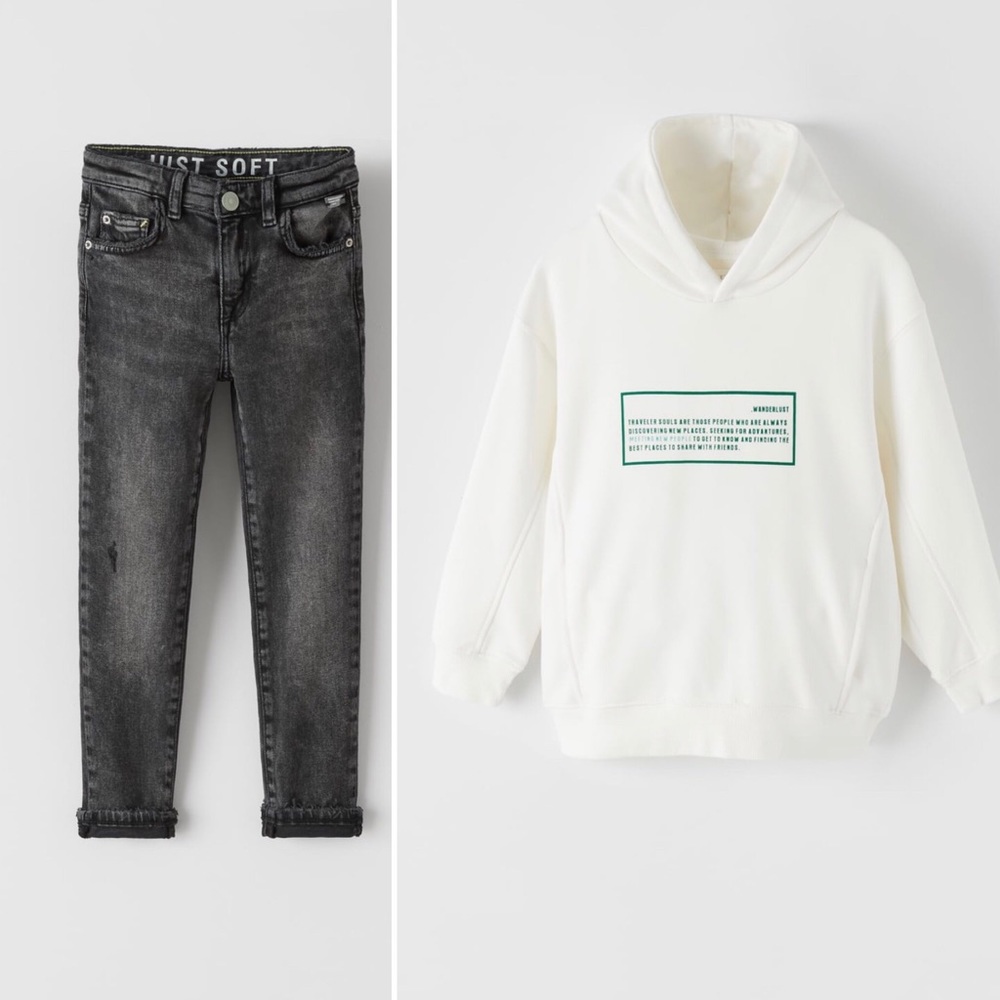 Zara boy outfit size 8 jeans & sweatshirt NWT